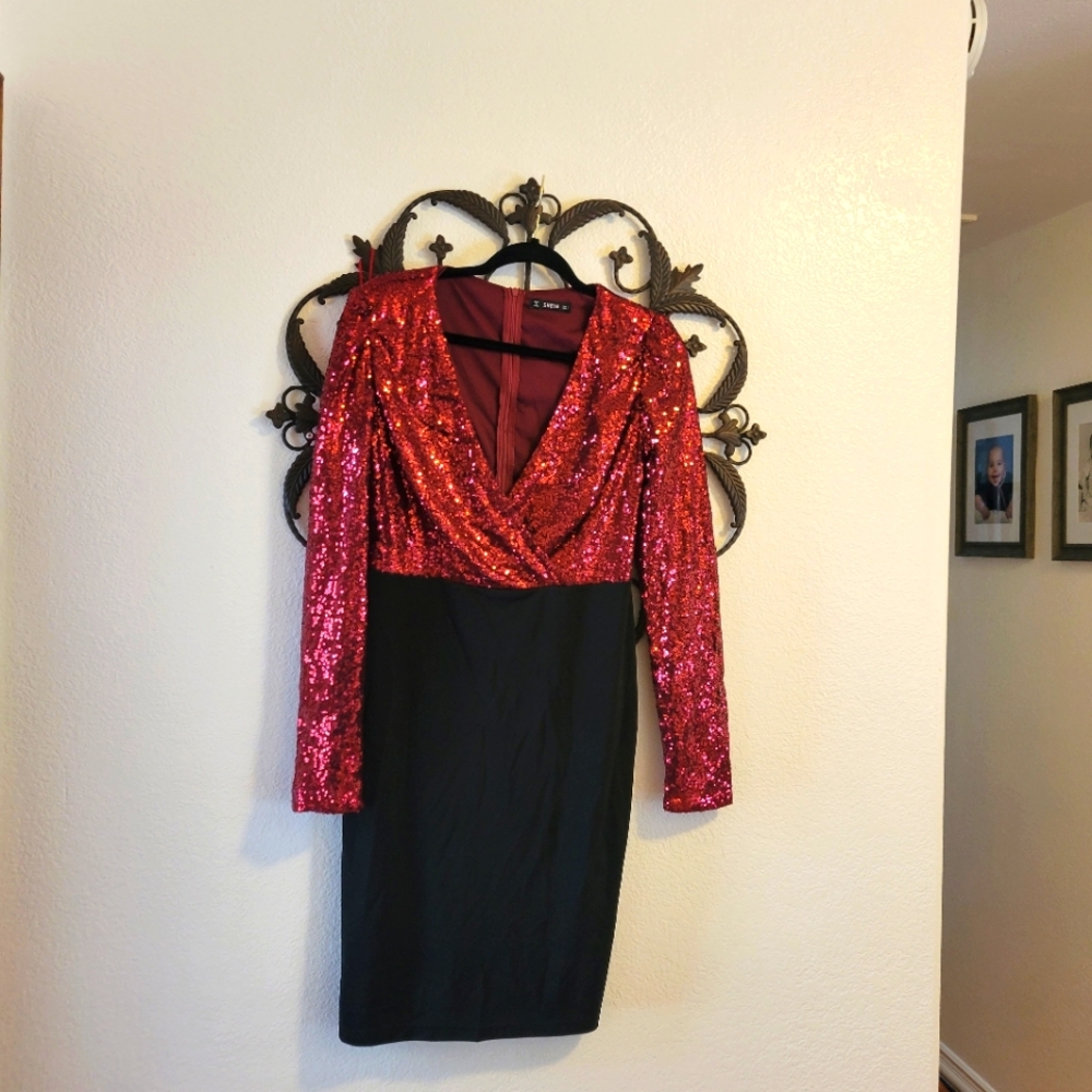 Red sequin dress